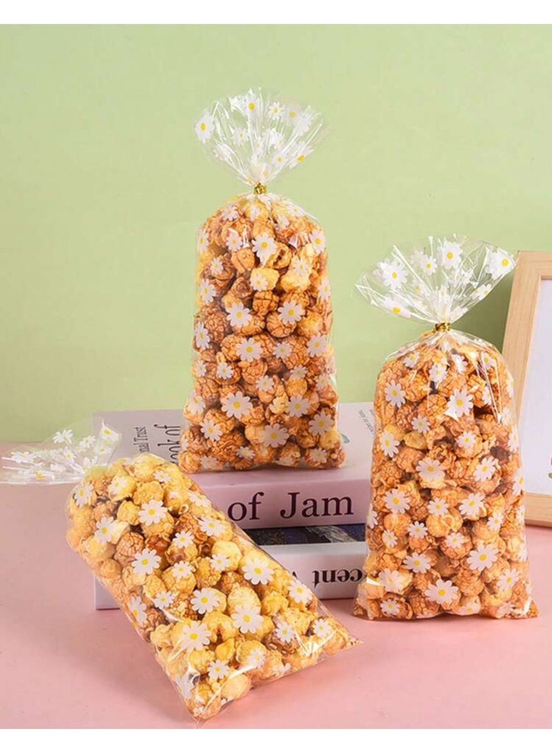 Transparent Eid Treat Bags with Daisy Flower Pattern 12.5×27.5 cm – Pack of 50 - Image 1